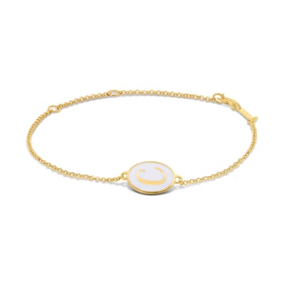 New Bling 9LA-20058-C Zilveren Armbandje met Letter - C - Ovaal - 12x8,6mm - Wit - Zilver - 16+2+3cm - Verguld/Goud op Zilver