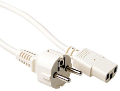 ACT Netsnoer Schuko CEE 7/7 male (recht) - C13 IEC 60320 ivoor 2,5 m AK5009