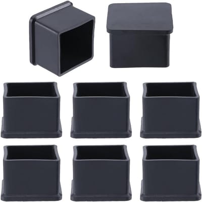 Zwarte vierkante stoelpootbeschermers 8 stuks voor 35 x 35 mm poten - vloerbeschermers voor houten en tegelvloeren