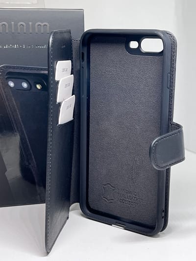 Minim 2 in 1 Wallet Case Premium Leather Black for Apple iPhone 7 Plus & iPhone 8 Plus
