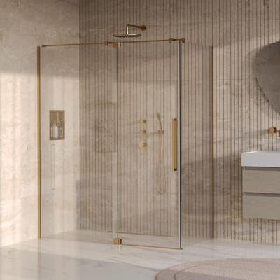 Brauer Stellar - Douchecabine met Draaideur - Helder Glas - 160x80x200 cm - Omkeerbaar - incl. Glascoating - PVD Goud Geborsteld
