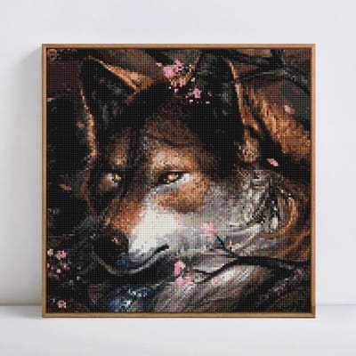 Point de croix loup image de strass diamant peinture Animal plein rond diamant broderie 30x30CM black