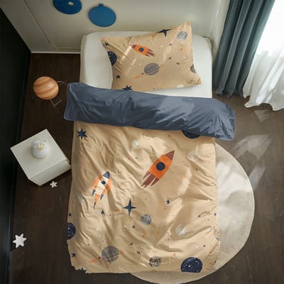 Dekbed-Discounter - Fresh and Co Kids Dekbedovertrek Default - Verkoelend Katoen - Korte instopstrook - Wassen op 40 graden - Inclusief 1 kussensloop - Retrospace