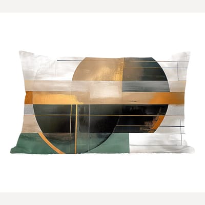 Sierkussens - Kussentjes Woonkamer - 60x40 cm - Abstract - Goud - Brons - Groen - Vormen - Modern