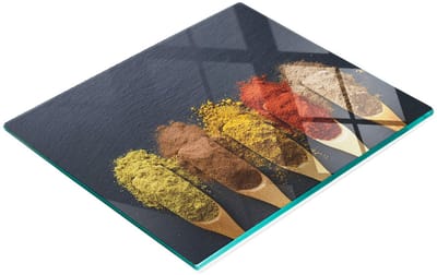 Decoratieve glazen snijplank met kruidenmotief, 60x52 cm