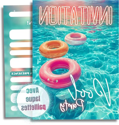 SnelShoppen - 12x HIDEBLOOM Uitnodigingskaarten Pool Party - Verjaardag Kinderen Meisjes & Jongens - DIN A6 - Feest, Zwembad, Zomer, Kinderfeestje