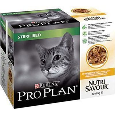 PRO PLAN® NUTRISAVOUR Sterilised Chat - Kip in saus 10x85 Voeding