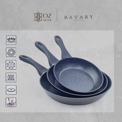 OZ HOME Bavary Koekenpannenset 3-delig – 20/24/28 cm – Antiaanbak – Inductiegeschikt – PFOA vrij