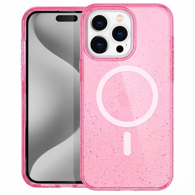 imoshion Hoesje - Geschikt voor Apple iPhone 15 Pro Max - Sparkle Backcover geschikt voor MagSafe - Glitter Roze