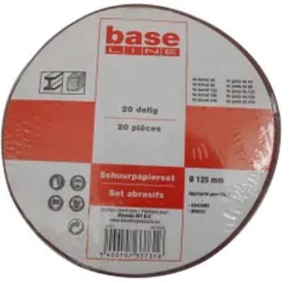 Baseline Velcro Schuurdiscs Voor Schuurmachine - 125mm - Korrel 40/80/120/180/240 - 20 Stuks