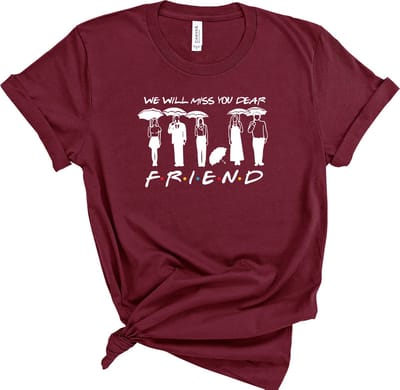 Lykke Friends Shirt | Herinnering aan Matthew Perry | Chandler Bing T-shirt| Maroon| Maat S