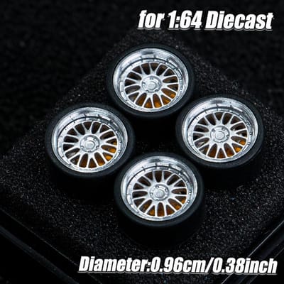 1:64 Schaal Modelauto Wielen Velgen 4 Stuks 1 Set 3D Geprinte Hars Velgen Met Rubberen Banden Voor Wielen Mini Gt Tomica Jdm Auto Upgrade