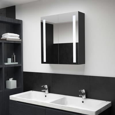 vidaXL - Badkamerkast - met - spiegel - en - LED - 62x14x60 - cm
