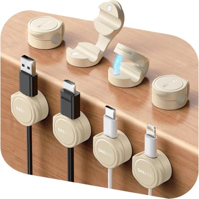 8 Stuks Siliconen Kabelhouders, Magnetische Kabelclips, Zelfklevende Kabelorganizer voor Opladers, HDMI, USB en Audiokabels, Ideaal voor Bureau en Nachttafel, Grijs