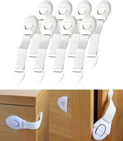 8 Stuks - Veiligheidsslot voor Kind wit – Afsluiten van Kasten, Lades en Apparatuur – Drukslot – Kinderslot – 8 Stuks