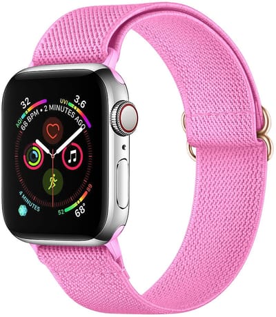 SBG Nylon Bandje Geschikt voor Apple Watch 1/2/3/4/5/6/7/8/9/10/11/SE - 38/40/41/42MM - Elastisch Sport Horlogebandje - Roze