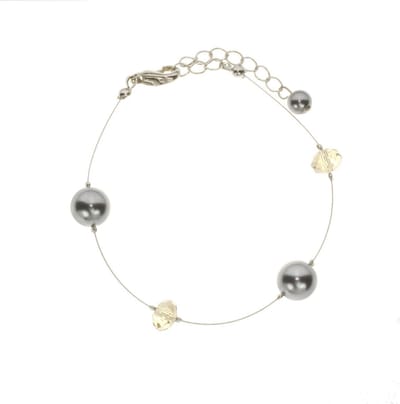 Behave - Armband - parels zilverkleur geel kralen - fijn stijl - nikkelvrij