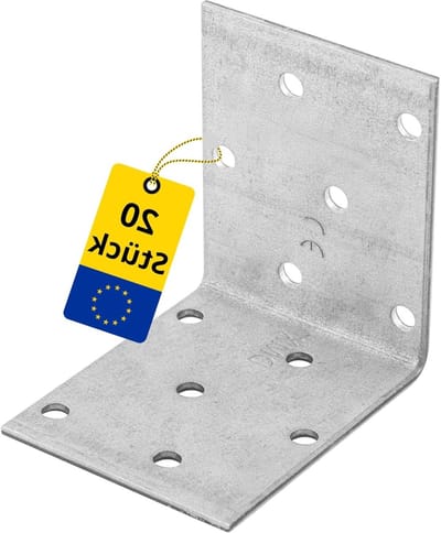 Geperforeerde Plaathoek - Hoekverbindingen Metaal - Houtverbindingen Maken - Thermisch Verzinkt Plaatstaal - 60x60x50x20 mm - Zilver
