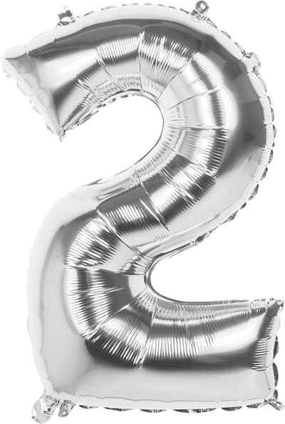 Boland - Folieballon '2' zilver (86 cm) 2 - Zilver - Cijfer ballon