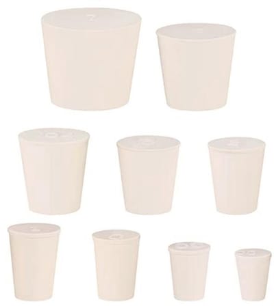 Volrubberen stoppers - 30 stuks in 9 maten voor laboratoriumtoepassingen