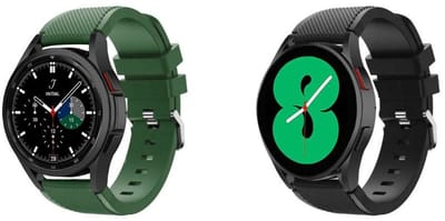 Strap-it set van 2 Siliconen bandjes Groen & Zwart – geschikt voor Samsung Galaxy Watch 7 (40/44mm) / 6 (Classic) / 5 (Pro) / 4 (Classic) / FE – comfortabel & duurzaam - zweetbestendig horlogeband