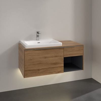 Villeroy & Boch Subway 3.0 vanity unit 100.1 cm, 2 drawers shelf right, handles glossy C572L0RH
