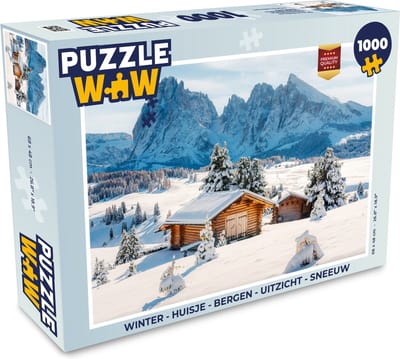 Puzzel Winter - Huisje - Bergen - Uitzicht - Sneeuw - Legpuzzel - Puzzel 1000 stukjes volwassenen