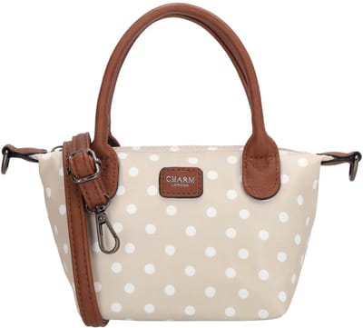 Charm London Buckingham Handtas - Dames - Schoudertas - Crossbodytas - Dames Tas - Dots - Stippen - Wit Taupe
