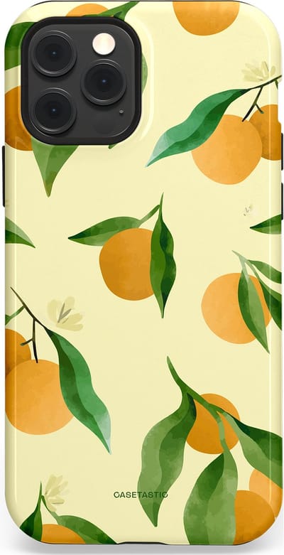 Casetastic Hoesje Geschikt voor Apple iPhone 12/12 Pro Magsafe - Stijlvolle Beschermende Duo-layer Case - Bladrijke Sinaasappel