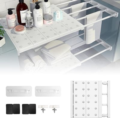 Verstelbare Planken voor Kasten, 35 cm Breed, Lengte 30-40 cm, Opslagrek, Scheidingswand, Geen Spijkers, Uittrekbare Planken voor Kledingkast, Keuken en Badkamer