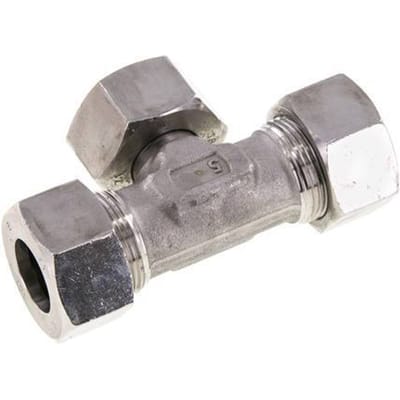 18L RVS T-stuk Snijringkoppeling Draaidoorvoer 315bar Verstelbaar ISO 8434-1