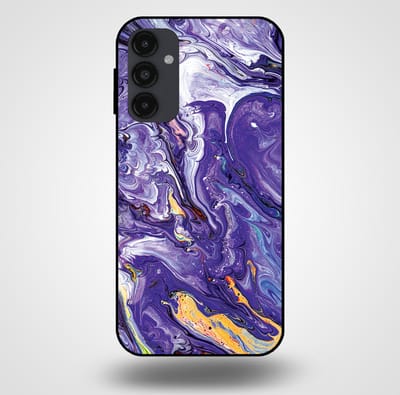 Smartphonica Telefoonhoesje voor Samsung Galaxy A34 5G met marmer opdruk - TPU backcover case marble design - Goud Paars geschikt voor Samsung Galaxy A34 5G