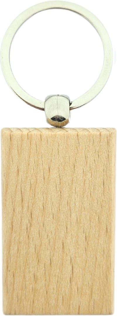 CombiCraft Blanco houten sleutelhanger rechthoek 51x32mm - per 1 stuk