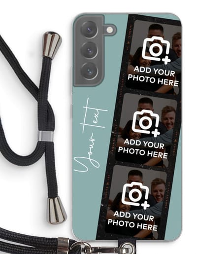 Gepersonaliseerd - Case Company® - Hoesje met koord geschikt voor Samsung Galaxy S22 Plus hoesje met Koord - Filmrol N°1 - Telefoonhoesje met Zwart Koord - Bescherming aan alle Kanten en Over de Schermrand