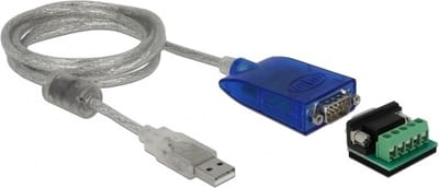 USB-A (m) naar 9-pins SUB-D met moeren (m) seriële RS422/RS485 adapter / FTDI chip / incl. terminal block / ESD protectie / overspanningsbeveiliging - 1,5 meter