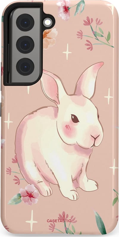 Casetastic Hoesje Geschikt voor Samsung S22 - Stijlvolle Beschermende Duo-layer Case - Schattig konijntje