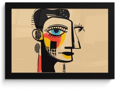 Poster in lijst - Fotolijst 30x20 cm - Posters - Geometrisch - Felle kleuren - Kubistische stijl - Posterlijst zwart - Decoratie - Wanddecoratie woonkamer - Muurdecoratie slaapkamer