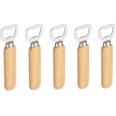 Décapsuleur en acier inoxydable et bois, idéal pour la maison, idéal pour les cadeaux de garçons d'honneur, les fournitures de bar ou les gadgets de cuisine. beige