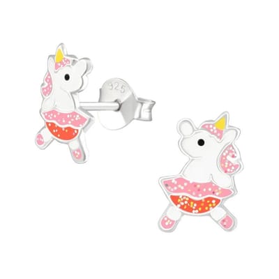 Aramat Jewels | Oorbellen | Unieke Zilveren Unicorn Oorbellen - Dansende Eenhoorn | | | |9mm | Zilver | Kinderen | Verkleurd niet