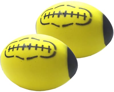 T&F Creations rugby bal - 2x - geel - foam - 24 cm - sport ballen - American football - schuimrubber