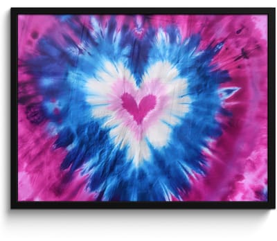 Poster in lijst - Fotolijst 80x60 cm - Posters - Hartvormig - Tie dye - Paars - Posterlijst zwart - Decoratie - Wanddecoratie woonkamer - Muurdecoratie slaapkamer