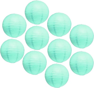 Papieren lantaarns - Hangende lampen decoratie - Feestelijke versiering - Met LED-verlichting - 10 stuks 12 inch - Mintgroen