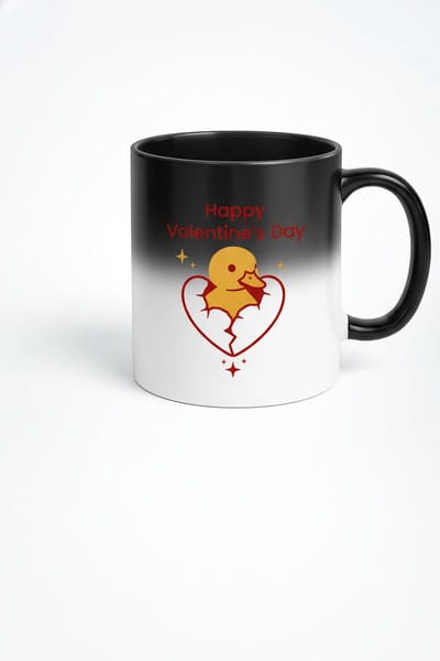 Valentijn Magic Mok: Lief Kuiken Eendje uit Hart - Happy Valentine's Day Warmtegevoelige Koffiemok