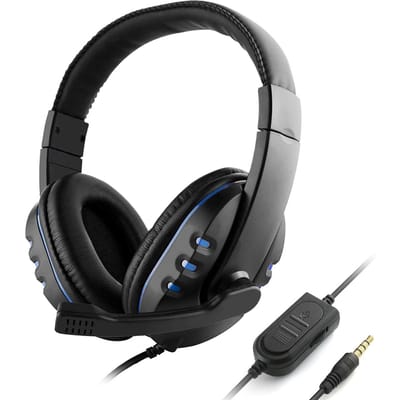 3,5 mm bedrade gaming-hoofdtelefoon Over-ear game-headset Ruisonderdrukkende oortelefoon met microfoonvolume blauw/zwart