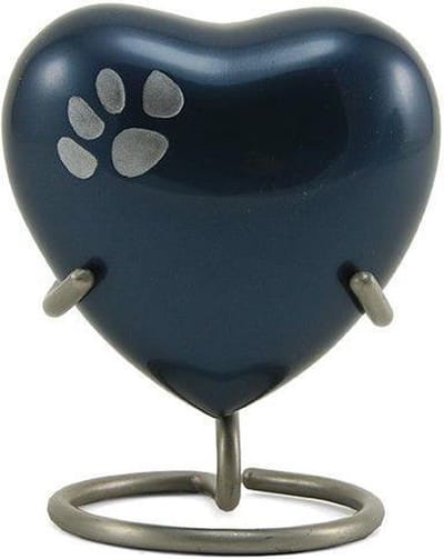 Moonlight Odyssey  Dieren Urn Hart Donker Blauwe met schroefdop en Zilver Dierenpoot - Asbeeld Dieren Urn Voor Uw Geliefde Dier - Kat - Hond - Paard - Konijn