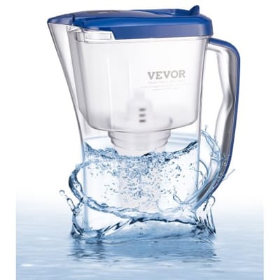 VEVOR Waterfilterkan, 9-kops waterfilterdispenser, koelkastvriendelijk waterfiltersysteem, BPA-vrij, gaat 3 maanden mee / 150 liter, vermindert kalkaanslag, lood, chloor en geuren.