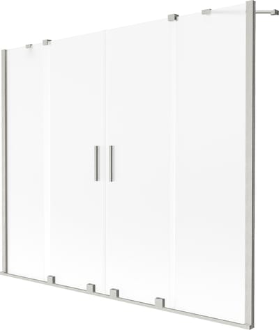 Mexen Velar Duo badwand vouwbare 2-delige schuifwand 170 x 150 , ijsmotief, geborsteld nikkel - 896-170-000-32-97