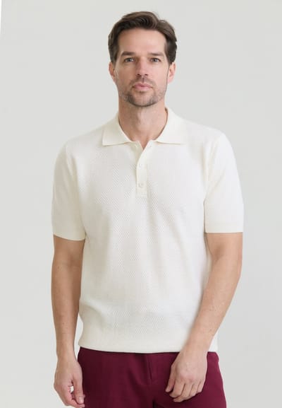 Felix Hardy Overhemd Knit - Basic Shirt - 100% Katoen - Korte Mouw Heren Ecru - 2Xl