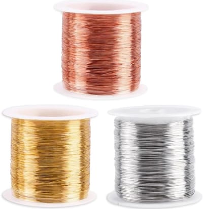 Garen voor sieraden, kralen, 3 rollen van aluminium, kaliber, koperdraad, voor armbanden, halskettingen, sieraden maken, zilver/goud/roségoud, 0,3 mm x 100 m