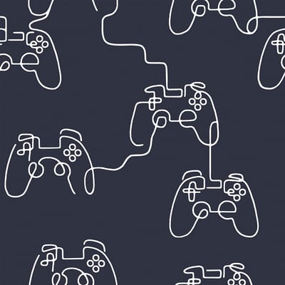 Next vliesbehang Gamer Doodle blauw 10mx52cm